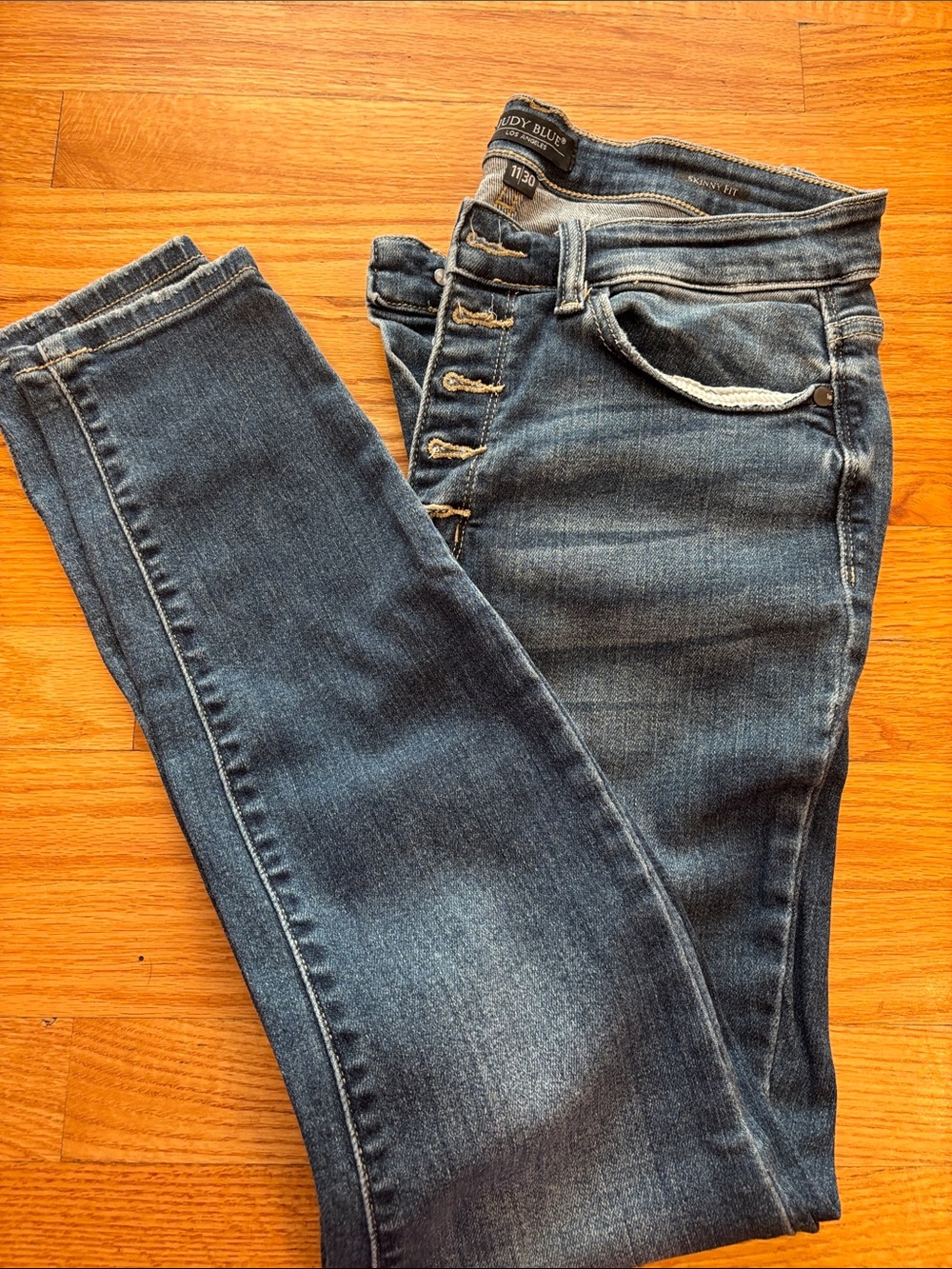 Judy Blue Dark Wash Button-Fly Skinny Jeans